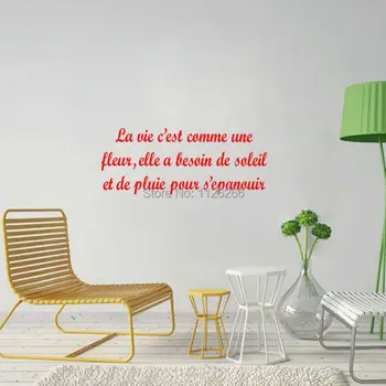 Prantsuse Hinnapakkumisi La Vie Est Comme Une Fleur seina Kleebis jaoks elutoa Seina Kleebised Vinüül Kunst Seinamaaling Home Decor