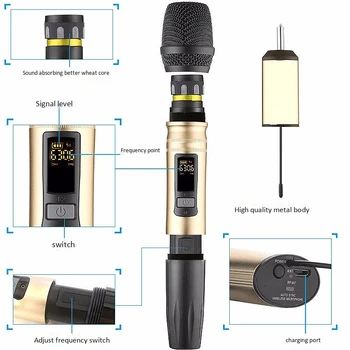 Pro Ux2 Uhf Traadita Mikrofon Süsteemi Pihuarvutite Led Mic Uhf Kõlar Kaasaskantav Usb Vastuvõtja Ktv Dj Kõne Võimendi Re