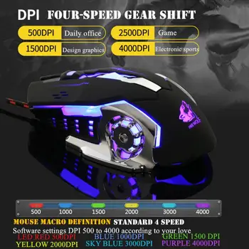 Professionaalne Juhtmega Gaming Mouse 7 Nuppe, 4000 DPI, LED Optiline USB Hiir Gamer Hiir Vaikne Hiir sülearvuti