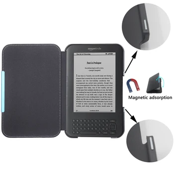 PU leather case for Amazon Kindle 3. Mudel D00901 magnet closured kate Kindle 3 3rd Gen eReader raamatu kaas juhul