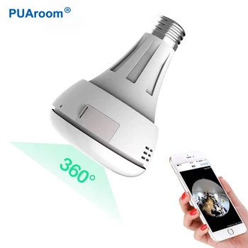 PUAroom 3MP lamp 360 juhtmevaba kaamera ip kaamera Fisheye varjatud Kaamera Siseruumides