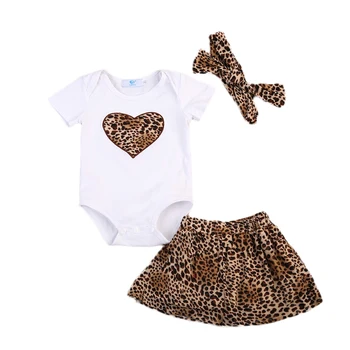 Pudcoco Vastsündinud Beebi Tüdruku Riided Komplekti Beebi Leopard Romper+Tutu Seelik+Peapael 1. Sünnipäeva Komplekt Väike Laps Kleidid