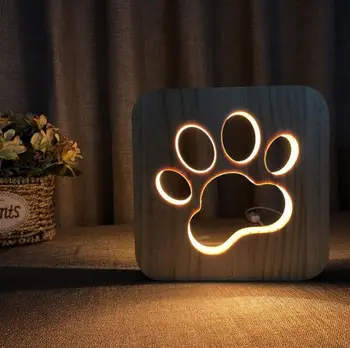 Puidust Lamp Loomade Armas kawaii Kassi Käpa Lamp 3D USB LED Tabel Valguse Lüliti Kontrolli Puidu Nikerdamiseks Lamp Lastele Ruumi Kaunistamiseks