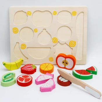 Puidust Lõikamine Puu-Köögivilja Teeselda Mängida Mänguasi Set DIY Kid Hariduslik Mänguasi Teeselda Mängida Köögis Toidu Kokk 3-6-Aastane Laps