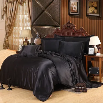 Pure silk satin bedding set,kodutekstiili, King size voodi komplekt,bedclothes,tekikott korter leht padjapüürid Hulgimüük