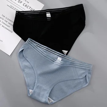 Puuvillased naiste aluspüksid seksikas õõnes-out õmbluseta püksikud seatud daamid pikad aluspüksid Hingav aluspüksid tüdruk aluspesu pesu 3 tk/palju