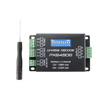 PX24506 led kontroller led dekooder DMX512 Dekooder Juhi 9A DMX 512 Võimendi DC12-24V jaoks RGB LED Valgus