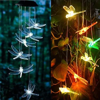Päikese Valguse Aed Lamp LED Solar Powered Dragonfly Tuul Chimes Kerge Kodus Ripub Väljas Tuled Lampe Päikese Exterieur #N