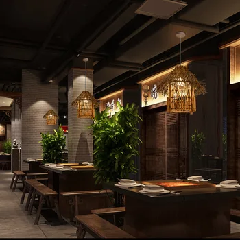 Põhjamaade Antiik Restoran Bambusest Punutud Rotangist on lühter Loov Isiksus, Baar Leti Restoran Tee Maja ripats tuled