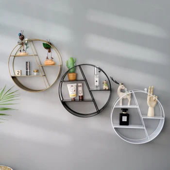 Põhjamaade INS Metallist Dekoratiivsed Rippuvad Riiul Ring Kuusnurk Ladustamise Omanik Riiulid Kodus Seina Kaunistamiseks Pottidesse Ornament Seista Rack