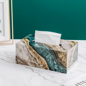 Põhjamaade Marmor Mustriga Akrüül Kudede Kasti Desktop Pesuruum Salvrätiku Paber Box Luksuslik Kasti Kate Asukoht Hotel Home Decor