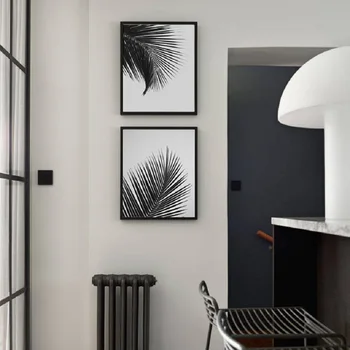 Põhjamaade Minimalistlik Must ja Valge Jätab Lõuend Maalid troopilised Taimed, Plakatid, Print Seina Art Pilte elutuba Home Decor
