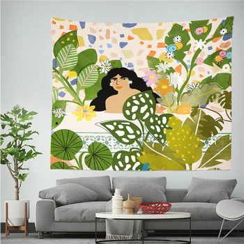 Põhjamaade Naine Rippus Seina Vaip, Kaasaegne Ins Stiili 3D-Trükitud Polyestry Tapestry Home Art Decor Jooga Matt Salli Tekk