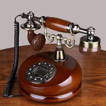 Pöörleva Kettaga Telefon Classic Puit Retro Vana Vanaaegseid Antiik Lauatelefoni Klassikaline Metallist Kelluke Handfree Redial Funktsioon Kodu
