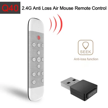 Q40 Õhu Hiirt, Hääl puldiga 2.4 G Wireless Mini Klaviatuuri ja hääljuhtimine Güroskoop kooskõlas Android TV Box PC