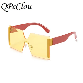 QPeClou Uus Mood Vintage Liiga Square Päikeseprillid Naistele Brändi Disainer Rimless Ühes Tükis Päikeseprillid Naine Oculos De Sol