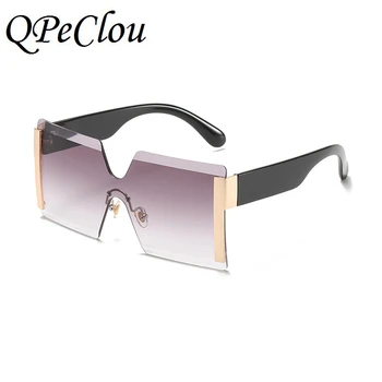 QPeClou Uus Mood Vintage Liiga Square Päikeseprillid Naistele Brändi Disainer Rimless Ühes Tükis Päikeseprillid Naine Oculos De Sol