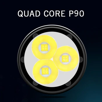 Quad Core 3*XHP90 Ultra Võimas LED Taskulamp 18650 Sisseehitatud 10400mAH Aku, USB-3 Transpordiliikide LED-Välklamp Valgust Veekindel Taskulamp