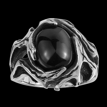 Retro Must Onyx Kolju Sõrmus Uus Stiil Päris Ehteid Sõrmus Suurus 8 9 10 11 GMYR161