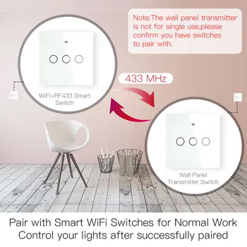 RF433 MHz Juhtmevaba Seina Klaasist Paneel, Saatja-Lüliti puldil ei Tööta WiFi Smart Control Kleepuv Lüliti-Vastuvõtja