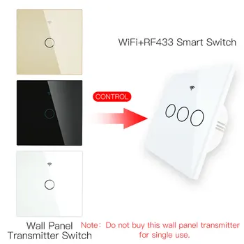 RF433 MHz Juhtmevaba Seina Klaasist Paneel, Saatja-Lüliti puldil ei Tööta WiFi Smart Control Kleepuv Lüliti-Vastuvõtja