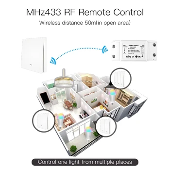 RF433 WiFi Traadita Kaugjuhtimispult Smart Switch Seina Paneeli Saatja Smart Life/Tuya APP Töötab Alexa Google Kodu