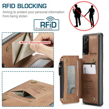RFID Blokeerimine Ohutu Rahakoti Puhul Samaung S20 Ultra S20 Plus Lisa 20 Ultra Card Slots Retro PU Back Cover For Samsung S8 S9 S10