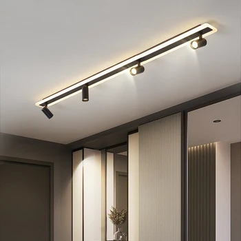 Rida LED track laevalgusti elutuppa, magamistuba, koridor vahekäiguga heledal taustal nurgas lae lamp