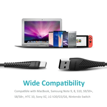 ROMOSS 2TK/Lot USB Type C Kaabel Samsung S10 Kiire Laadimine 3.0 Kaabel, USB-C Laadija Juhe 3A Kiire Laadimine jaoks Huawei P30 P40
