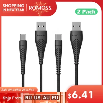 ROMOSS 2TK/Lot USB Type C Kaabel Samsung S10 Kiire Laadimine 3.0 Kaabel, USB-C Laadija Juhe 3A Kiire Laadimine jaoks Huawei P30 P40