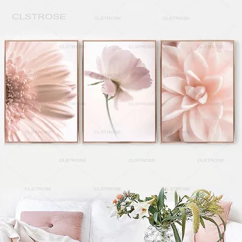 Roosa Pojeng Roos Chrysanthemum Lill Põhjamaade Plakatid Ja Pildid Seina Art Lõuend Maali Seina Pildid Elutoa Seina Decor
