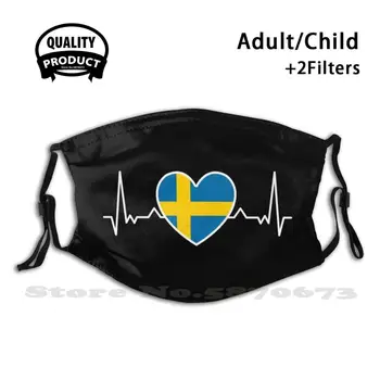 Rootsi Heartbeat Lipu Puhkusereisil Korduvkasutatavad Suu Mask Pestav Filter Anti Tolmu Näomaskid Rootsi Idee Rootsi Skandinaavia Põder