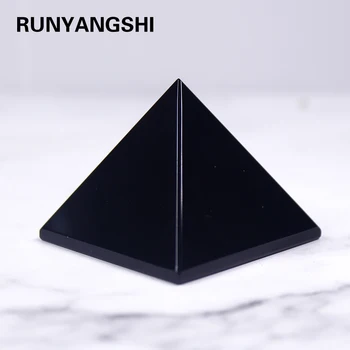 Runyangshi Tervendav Püramiid Kristall Käsitöö Must Loomulik Obsidian Quartz Crystal Home Decor Ilus Ja Läikiv Pind Kivid