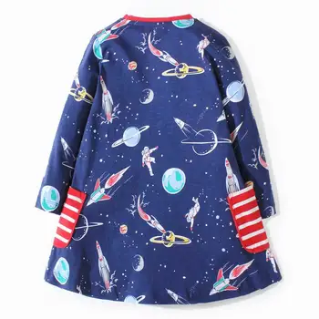 SAILEROAD Tüdrukud Tasku Kleit Universumi Raketi Prindi Laste Riided Jäävad Beebi Tüdrukud Elegantne Kleit Lapse Printsess Kostüüm