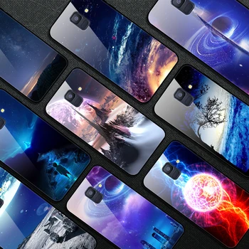 Samsung Galaxy A8 2018 Juhul Karastatud Klaasist Planeedi Ruumi Katta Klaasi Tagasi Case for Samsung A8 Pluss 2018 A8+ 8 Coque Kest