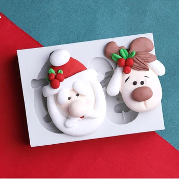 Santa Jõulud Puu Põder Hallituse Silikoon Hallituse Fondant Kook Dekoreerimiseks Vahend Gumpaste Sugarcraft Šokolaadi Vormid Vahendid Bakeware