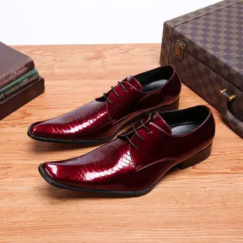 Sapato masculino klassikaline punane madu naha ehtne nahk oxford jalatsid meestele square varba mees elegantne meeste poole pulm kingad
