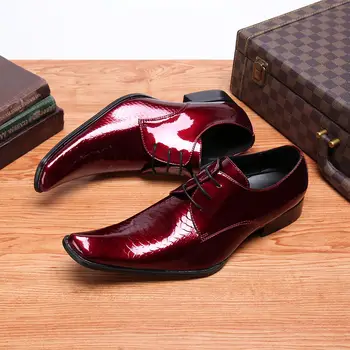 Sapato masculino klassikaline punane madu naha ehtne nahk oxford jalatsid meestele square varba mees elegantne meeste poole pulm kingad