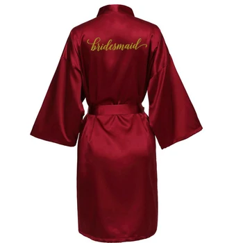 Seksikas Veinipunane kleit pruut kimono satiin kleit naiste Hommikumantel pulm kleit õde, ema ja pruut peigmees pruutneitsi riideid