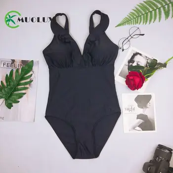Seksikas Ühes Tükis ujumistrikoo Naistele 2020 Sügav V Supelrõivad Ruffle trikoo Backless Ujumine Ülikond Bodysuit Vintage Bikiinid Brasileño
