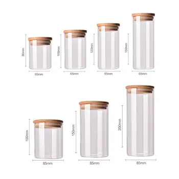 Selge Klaaspurki Suletud Kanister Toidu Ladustamine Konteinerisse Lahti Tee Coffee Bean Suhkru-Soola Klaasi Suletud Jar(Bambuse Kaas)