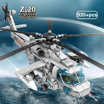 SEMBO 935Pcs Linna Sõjalise Relvastatud Z-20 Helicopte r ehitusplokid Kaasaegne Technic Relva Kosmosesüstik Tellised Haridus Mänguasjad Kingitus