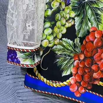 SEQINYY Sitsiilia Set 2021 Suvel, Kevadel Uus Mood Disain Naiste Pitsiline Särk + Lahtised Püksid Vintage Viinamarjad Printida Kõrge Kvaliteediga