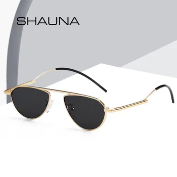 SHAUNA Mood Cat Eye Päikeseprillid Naistele Brändi Disainer Metallist Raam, Roheline päikeseprillid Meestele UV400