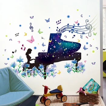 [shijuekongjian] Klaver Tüdruk Seina Kleebised DIY Lille Taimed Seinamaaling Kleebised Lastele Magamistuba elutuba Köök Kodu Kaunistamiseks