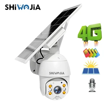 SHIWOJIA 4G Päikese Kaamera 1080P HD päikesepaneel Väljas Järelevalve Veekindel CCTV Kaamera Smart Home Kaks-viis Häält Sissetungi Al