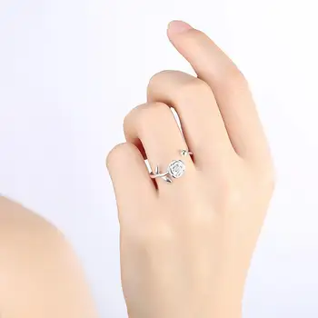 SILVERHOO 925 Sterling Hõbe Rõngad, Naiste Minimalistlik Roosi Lille Avatud Reguleeritav Sõrme Sõrmus Pulmad Engagement Ehted