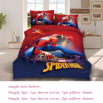 Sinine punane Spider-Man voodipesu komplekt ühe size bed, voodipesu polüester kangas, tekk, tekikott poiss on lehel 3d print lapsed magamistuba