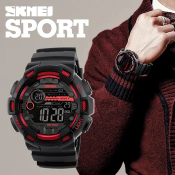SKMEI Väljas Sport Digital Watch Mehed Multifunktsionaalne Veekindel PU Rihm LED-Ekraan Sõjalise Armee Kellad Reloj Mjuer Hombre