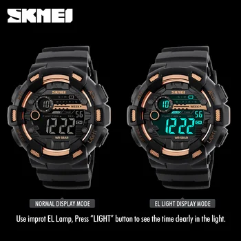 SKMEI Väljas Sport Digital Watch Mehed Multifunktsionaalne Veekindel PU Rihm LED-Ekraan Sõjalise Armee Kellad Reloj Mjuer Hombre